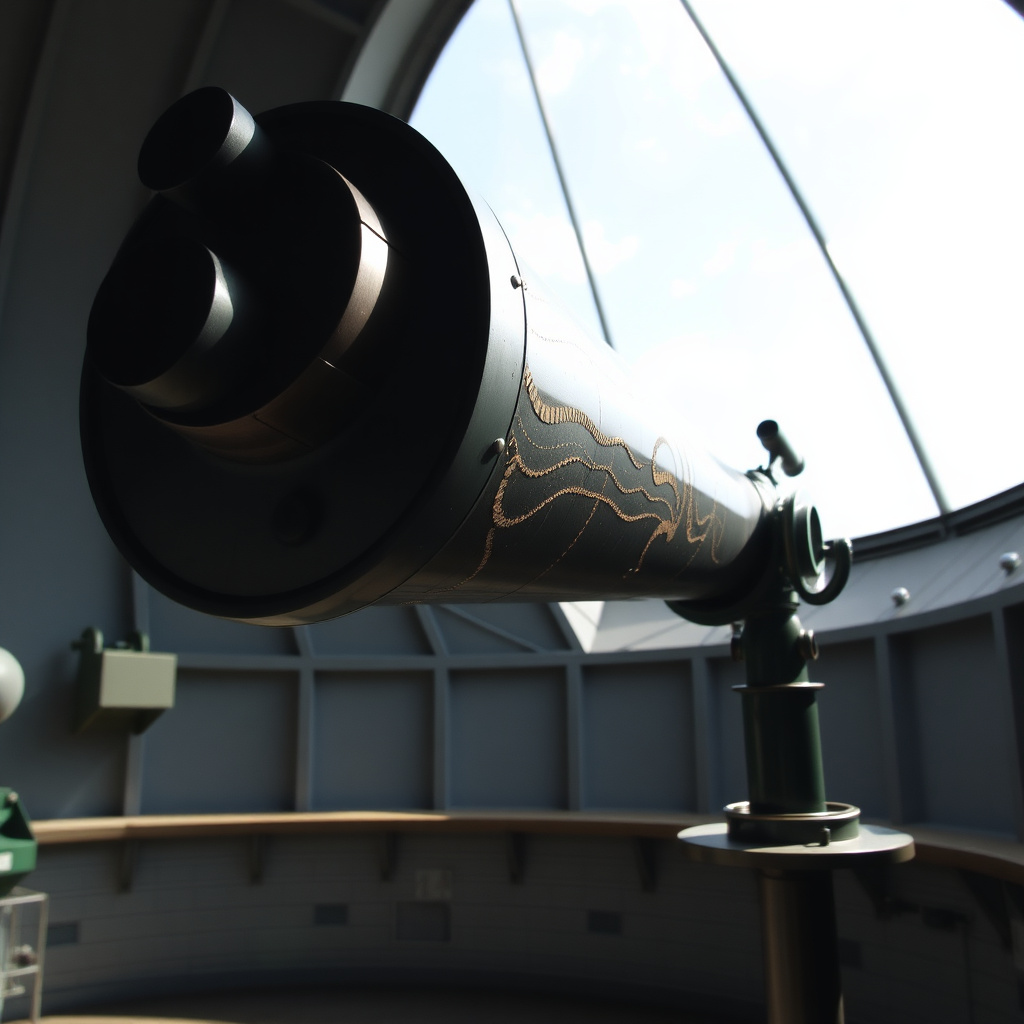 Old telescope in observatory